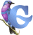 Blauwe vogel alphabets