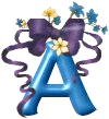 Bleu avec des fleurs alphabets