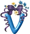 Bleu avec des fleurs alphabets