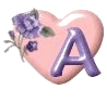 Coeur avec fleur transparente alphabets