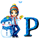 Fille avec bonhomme de neige alphabets