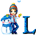Fille avec bonhomme de neige alphabets