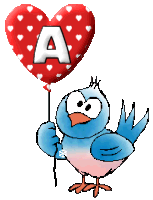 Oiseau avec le coeur alphabets