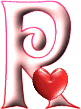 Rose avec le coeur alphabets