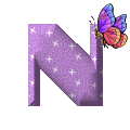 Violet avec papillon alphabets